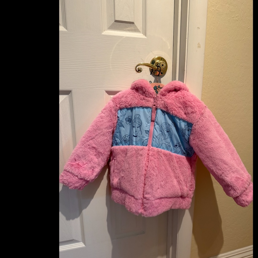 Disney Princess Reversible Hooded Jacket. Blue and Pink. Size 2-3T.